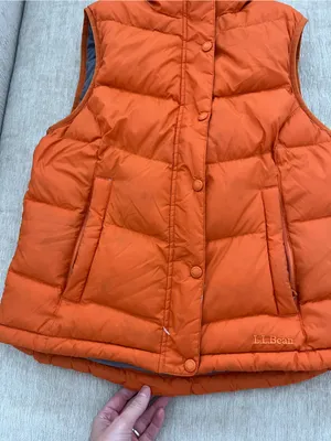 LL Bean Goose Down Puffer Vest. Orange Size XS thumbnail 3