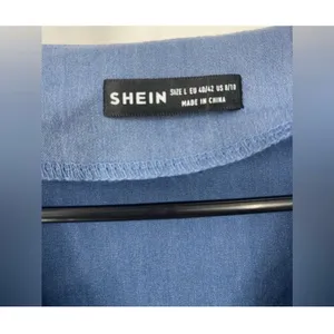 SheIn Vintage Blue Sleeveless‎ Jumpsuit V-Neck Button-Front Casual Chic size L thumbnail 5