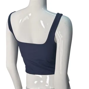 Fabletics square neck Navy Blue athletic Tank Top S/M crop open back‎ sleeveless thumbnail 3