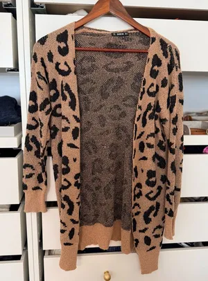 SheIn Black and Tan Leopard Cardigan thumbnail 1