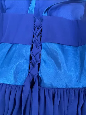 Elegant Blue Chiffon Maxi Dress with Satin Waistband thumbnail 8