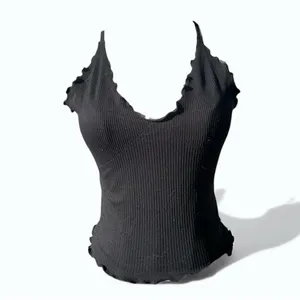 Free People Easy To Love Cami Black Ribbed Tank Top M/L Seamless Stretch Boho thumbnail 2