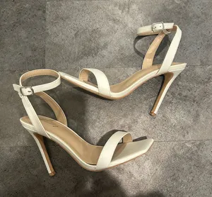 White Stiletto Strappy High Heels Size 8 thumbnail 1