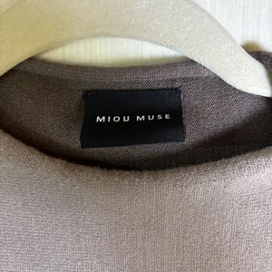 Miou Muse Brown Cream Colorblock Oversized Knit Sweater Wide Sleeve M MMT1529 thumbnail 4