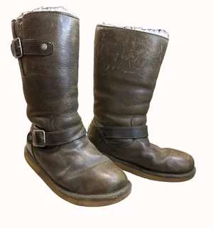 UGG Australia women’s brown fur lined leather boots size 7 SKU 5550 thumbnail 1