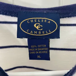 Chelsea Cambell‎ women’s white navy striped shirt sleeve tshirt top XL thumbnail 3