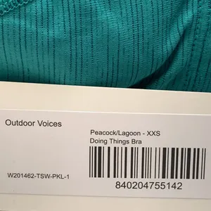 NWT Outdoor Voices Sz XXS Doing Things Sports‎ Bra Peacock Lagoon Teal Blue thumbnail 5