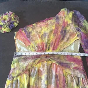 Women’s Floral One Shoulder Lightweight Summer Dress Leg Slit Cut Outs Size L thumbnail 9
