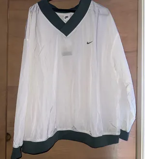 Nike White and Gray V-Neck Pullover thumbnail 1
