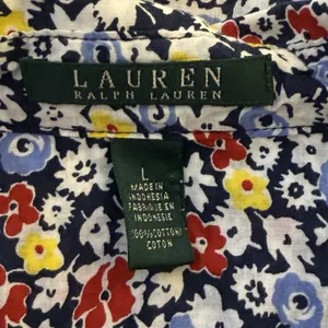 Lauren Ralph Lauren‎ Ditzy Micro Colorful Floral Button Down Shirt Large Office thumbnail 5