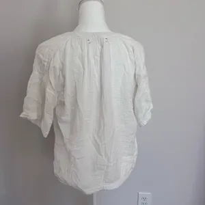 Xirena White Blouse Top 100% Cotton Gauzy Breathable Natural Quiet Luxury XS thumbnail 3