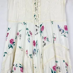 Advance Apparels Corset Floral Emboidered Fairy Midi Dress Free/L/XL Ethereal thumbnail 6