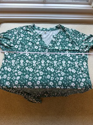 Green Floral Maxi Dress with White Daisy Floral Print Pockets size 2XL thumbnail 8