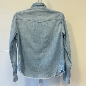 Joe's Jeans Women's Western Denim Shirt Light Wash Frayed Hem Snap Front Small thumbnail 2