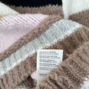 Free People Foxy Stripe Wool Blend Cropped Puff Sleeve Sweater Cream Brown XS thumbnail 8