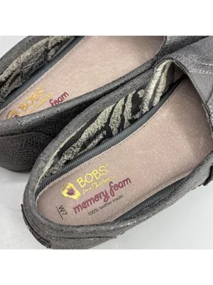 Skechers Bobs Rain Dance Flats Shoes Women 7 Gray Faux Leather Walking Slip On thumbnail 5