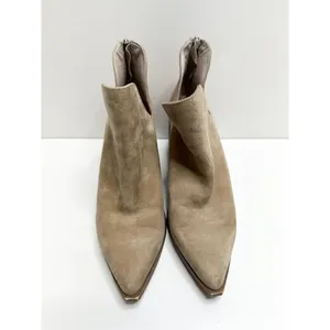Steve Madden Tan Suede V-Cut Pointed‎ Toe Block Heel Ankle Booties Size 9.5 thumbnail 6