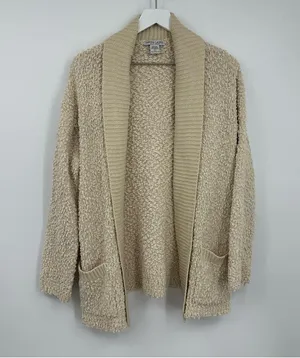 Vintage Style Cream Sweater Cardigan Size Large Boho Fall Cozy Soft Baggy thumbnail 3