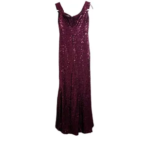 Emerald Sundae Juniors Sz 9 Burgundy Off Shoulder Sequin Full Formal Dress thumbnail 5