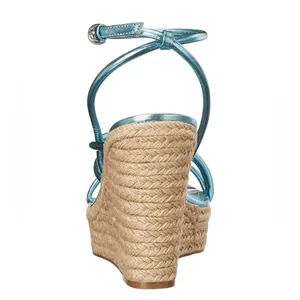 Nine West Hipsta3 Metallic Light Blue Wedge Sandals size 7.5 NWOB thumbnail 2