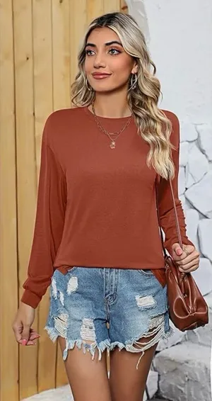 NWT Womens Ficerd Rust Colored Fall Long Sleeve Top Blouse - Sz 2X thumbnail 1