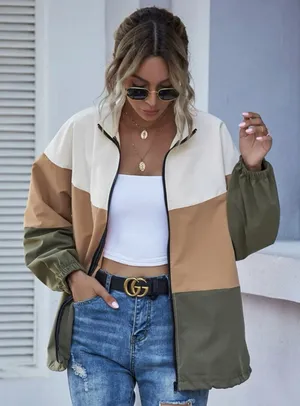 SheIn Colorblock Light Zip Jacket thumbnail 1