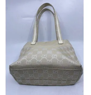 gucci vintage white jacquard fabric shoulder bag thumbnail 4