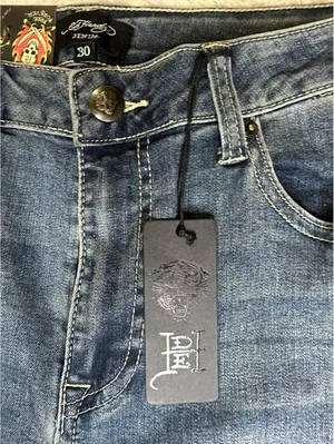 Ed Hardy medium wash embroidered eagle heart tattoo wide leg denim jeans Size 30 thumbnail 5