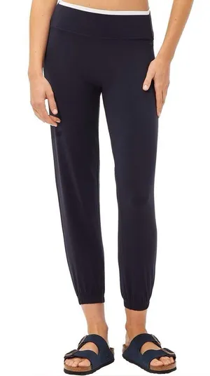 SPLITS 59 Lucie Low Rise Airweight Cropped Jogger Pant Navy Blue White Sz Small thumbnail 1