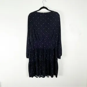 LAUREN RALPH LAUREN Navy Speckled Long Sleeves Tiered Dress Size 14 thumbnail 2