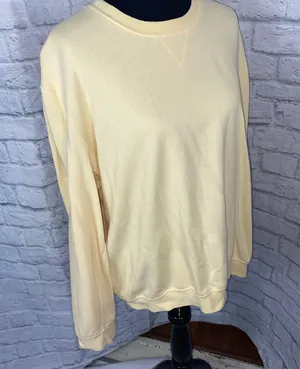 XLG Women Sweatshirt cotton blend Crewneck Longsleeve yellow thumbnail 4