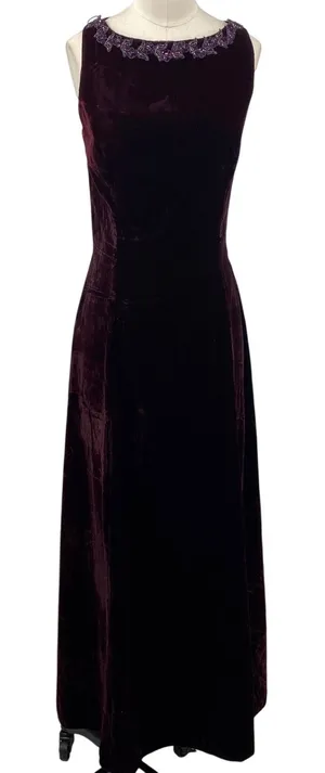 Vintage 90s Scott Mcclintock Beaded Velvet Gown Sheer Low Back Purple 6 thumbnail 1