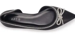 Apt 9 Emmalyn Black cutout pointy retro silver rope bow ballerina flats shoes thumbnail 1