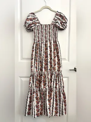 OPT Daphne Smocked Dress Small White thumbnail 4