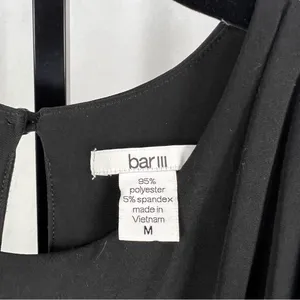 bar III Dress Womens Medium Black Drapey Sleeveless Keyhole Button Cocktail Midi thumbnail 9