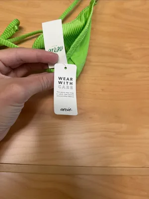 Women's Aerie Lime Green Triangle bikini top thumbnail 2
