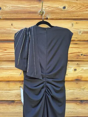 NWT Betsy & Adam Black Long Scuba Crepe Studded Dress Gown Size 8 thumbnail 12