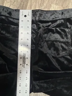 Halara Velvet straight Leg Pants Small Black Front Pockets High Waisted Pull On thumbnail 8