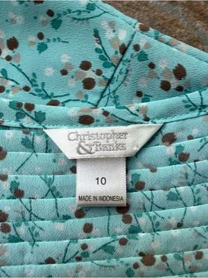Christopher & Banks Teal Floral Pintuck Maxi Dress - Size 10 Y2K 2000s thumbnail 6