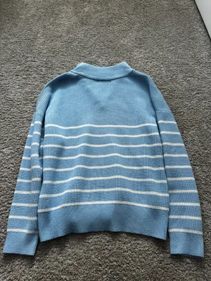 Amazon Blue and White Striped Quarter Zip thumbnail 2