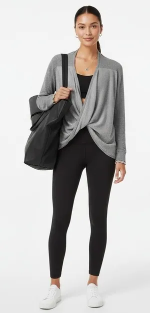 Lululemon Iconic‎ Sweater Wrap Gray Boolux Cashmere Blend Open Drape Cardigan thumbnail 1