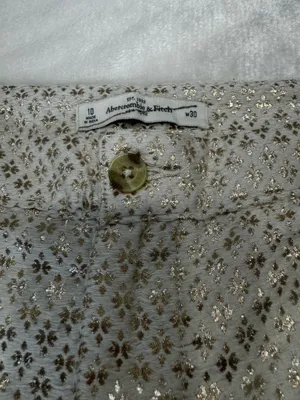 Abercrombie & Fitch Cream Metallic Jaquard Floral Print Trouser Short Size 10 thumbnail 10