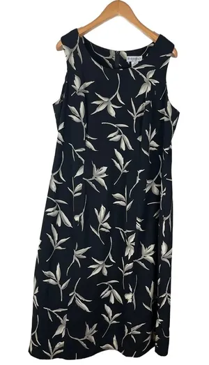 Vintage Y2K Dressbarn Black Tropical A-Line Dress Women’s Size 20 thumbnail 1