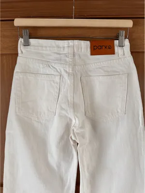 Parke Wide Leg Relaxed Jeans Raw Hem Button Fly White Wash Women’s size 25 thumbnail 8