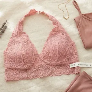$32 NWOT Aeropostale Pink Lace Halter Bralette XL thumbnail 1
