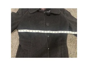 Anne Klein Gray Black Wool Blend Pea Coat Petite 8 thumbnail 7