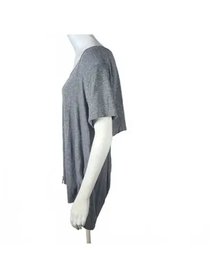 BKE Women's Gray Short Sleeve Top with Open Back Detail Size L thumbnail 3