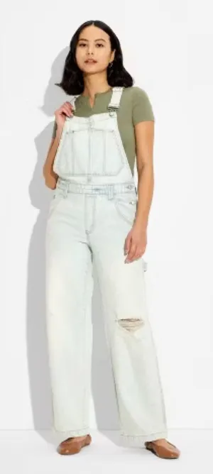 Wild Fable Light Blue Baggy Overalls thumbnail 1