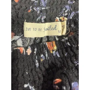 Lived To Be Spoiled Pants Womens M Black Floral Wide Leg Smocked Tassel Boho thumbnail 8