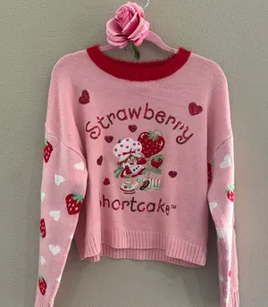 Pink Strawberry Shortcake Sweater Size M thumbnail 1
